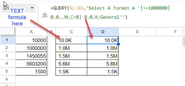Example: QUERY Formatting Clause
