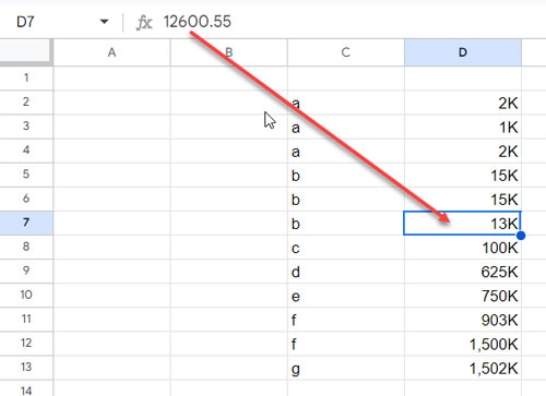 Result: Custom Number Formatting to Format Numbers To Thousands