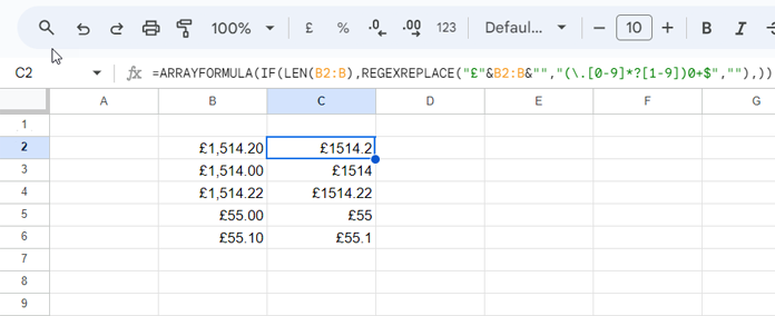 Remove Trailing Zeros from Numbers (With Currency Sign)