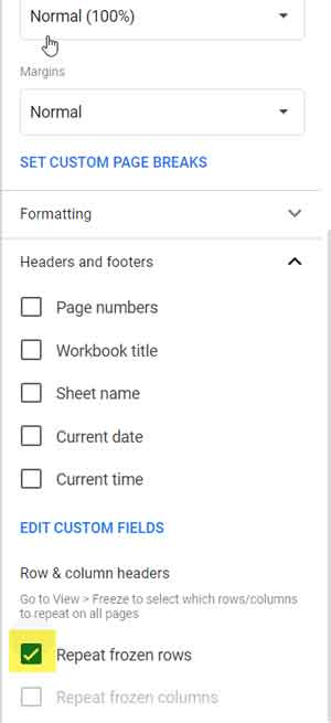 How to Repeat Frozen Rows in Google Sheets