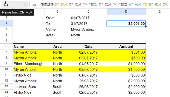 Using Comparison Operators In SUMIFS