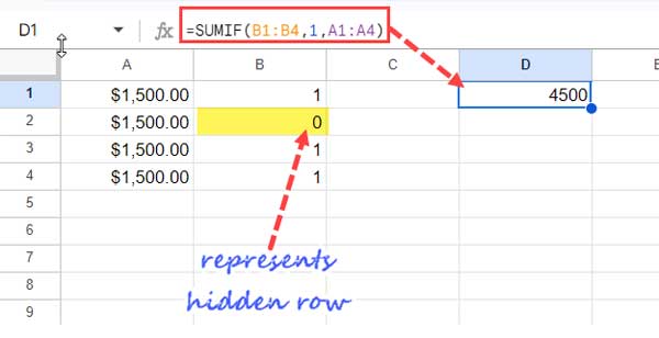 How to omit hidden or filtered-out values in the sum of imported data in Google Sheets