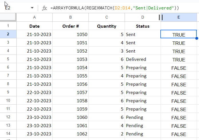 SUMIFS with OR using REGEXMATCH in Google Sheets