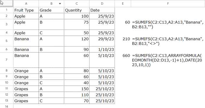 Using Blank and Non-Blank Cells as Criteria in Google Sheets