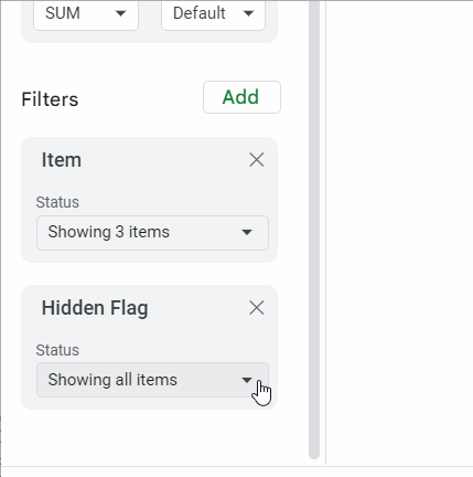 Google Sheets Hidden Flag Filtering to filter out manually hidden rows
