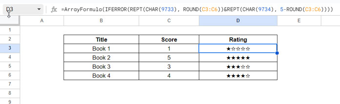 CHAR Function and Star Rating