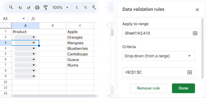 Drop-down to Prevent Invalid Data Entry in Google Sheets