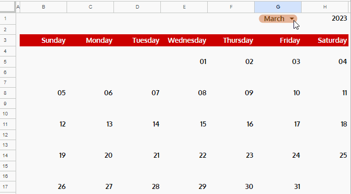 Hyperlink interactive calendar dates to events in Google Sheets