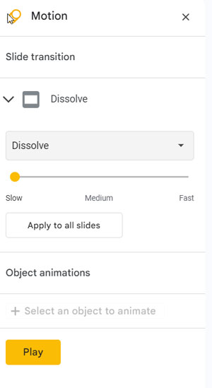 Controlling Slide Transition Timing in Google Slides.
