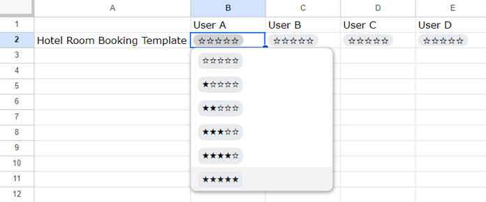 Selecting a Star Rating from Popup in Google Sheets