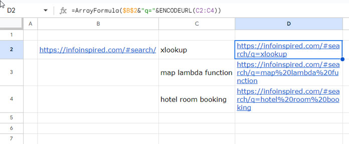 ENCODEURL Function Real-Life Example in Google Sheets