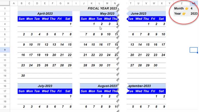 Fully Flexible Fiscal Year Template in Google Sheets