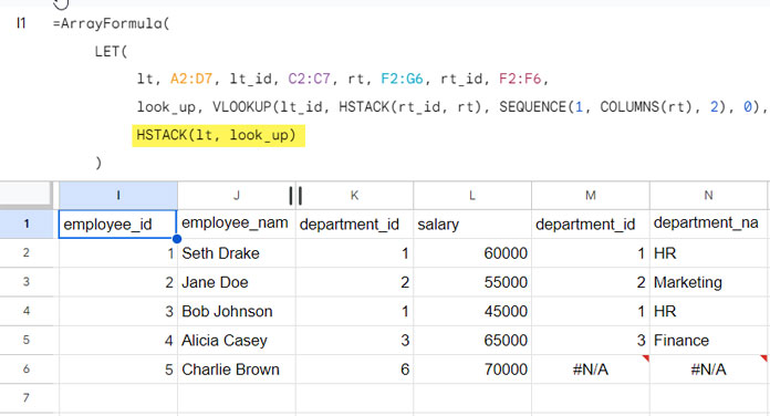 Merging Two Tables Based on a Department IDs