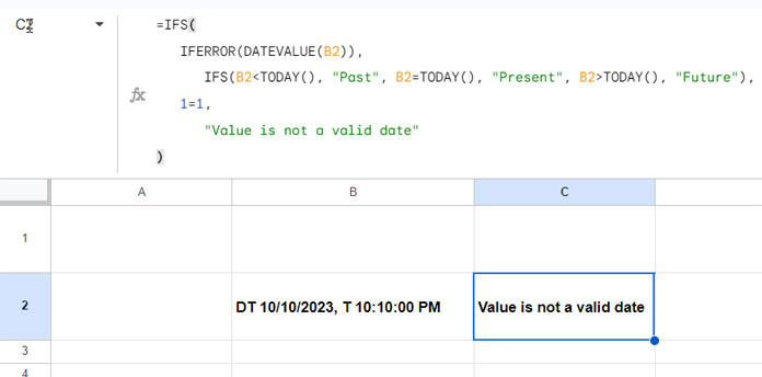 Nested IFS Formula in Google Sheets