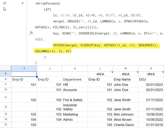 Raw Data (Merged) from Right Join of Two Tables