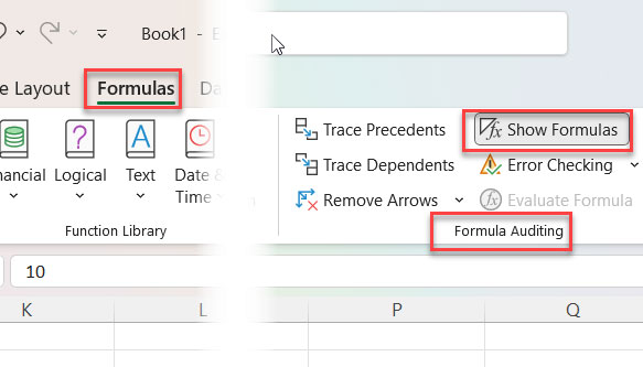 Show Formulas in Excel
