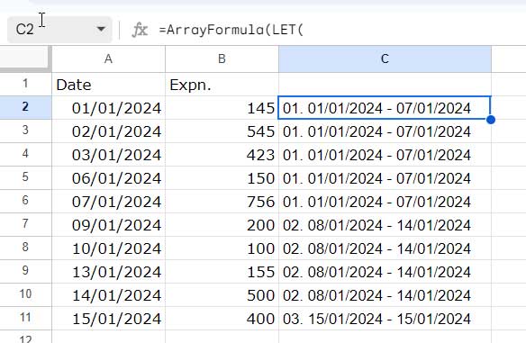 Assigning Combined Week Ranges