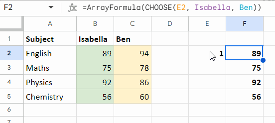 Creating Flexible Ranges in Formulas Using the CHOOSE Function in Google Sheets