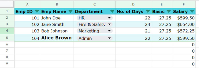Overview of essential table formatting in Google Sheets
