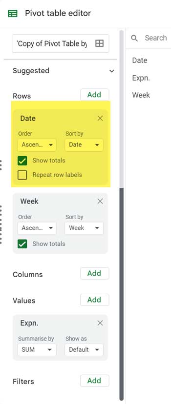 Pivot Table additional settings for grouping by year