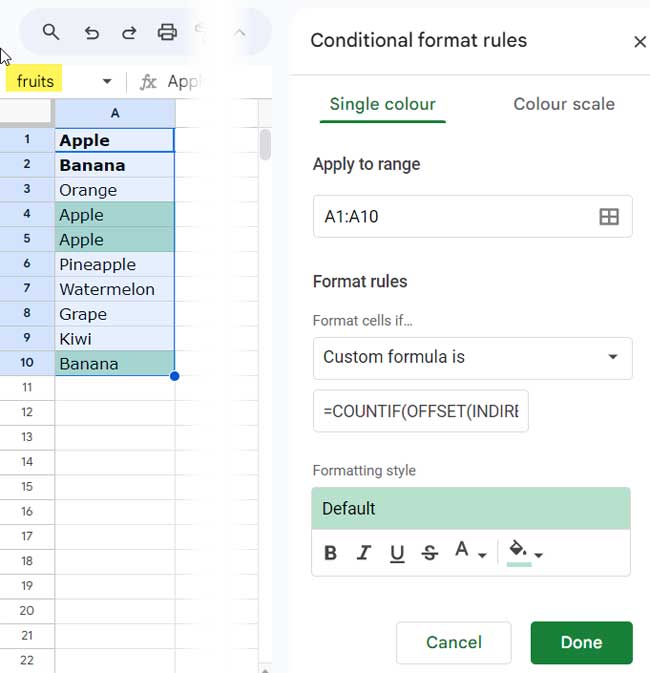 How to use named ranges in conditional formatting to highlight duplicates within that range.