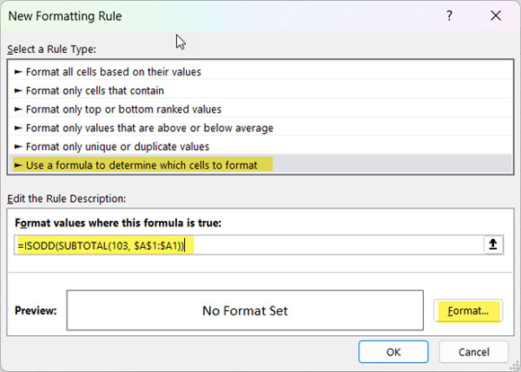 Alternating Row Colors for Visible Rows Using Formula: Google Sheets