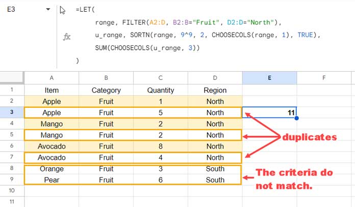 SUMUNIQUEIFS Workaround for Unique Summing with Criteria in Google Sheets- Remove Duplicate Items