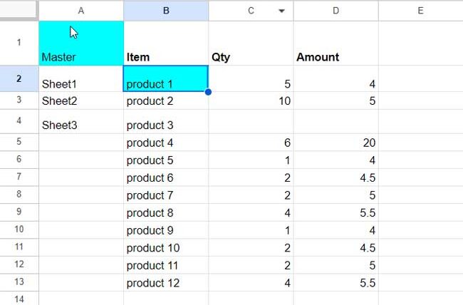 Formula for dynamically combining data vertically in multiple tabs