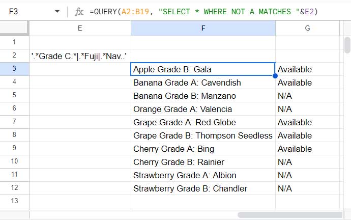 Example of Filtering Rows Based on Criteria List with Wildcards