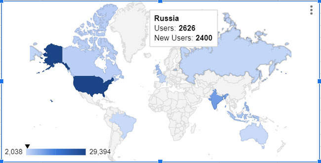 Example of a Geo Chart in Google Sheets