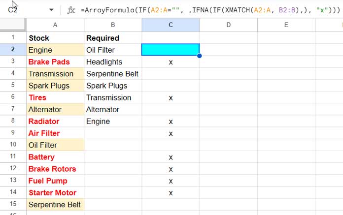 Find Mismatching Values in Column A from Column B