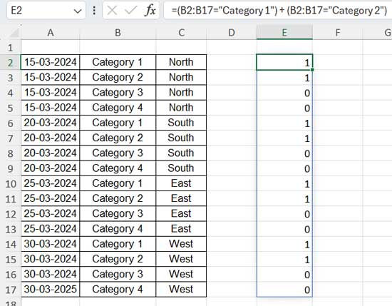 Two conditions with only one column in 'include'