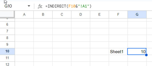 INDIRECT referencing a different sheet in Google Sheets