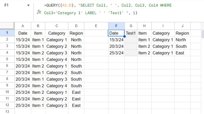 Inserting a Blank Column in QUERY Result (Including Header Row)