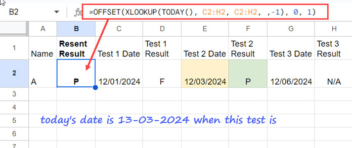 XLOOKUP horizontally and return value from the next column to the result column