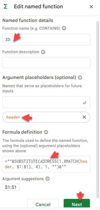 The named function ID for use within a query string