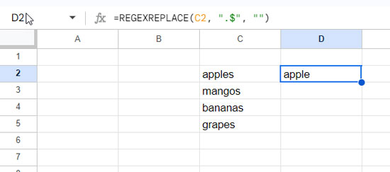 Non-array formula to remove the last character in a string