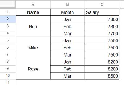 Sample Data for XLOOKUP (Lookup Range is merged)