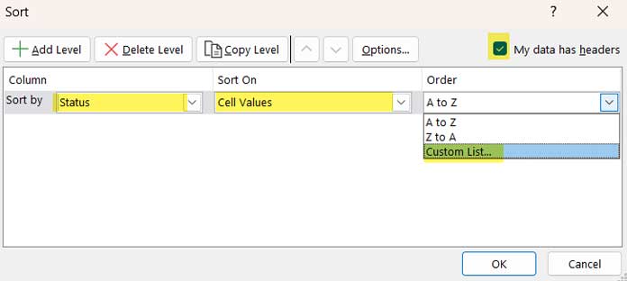 Demonstrating the process of creating a custom list in Excel