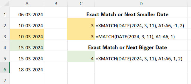 Comparison of XMATCH and MATCH functions with sorted data in ascending order