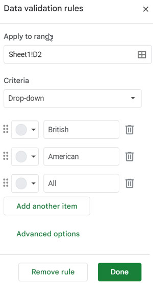 Drop-Down with Nationality List to Use as Criteria
