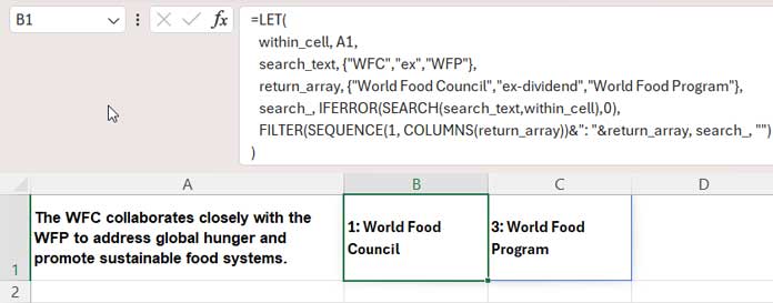 Search for Multiple Keywords in a Cell in Excel