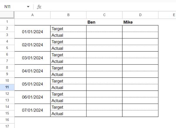 Sequential Dates in Equally Merged Cells in a Column