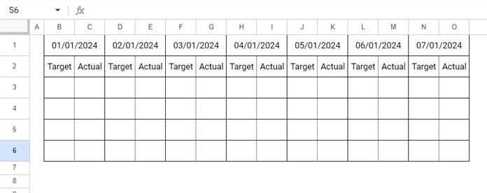 Sequential Dates in Equally Merged Cells Across a Row