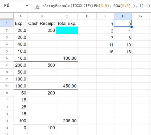 Step 2: Subtracting 1 from Step 1 Values