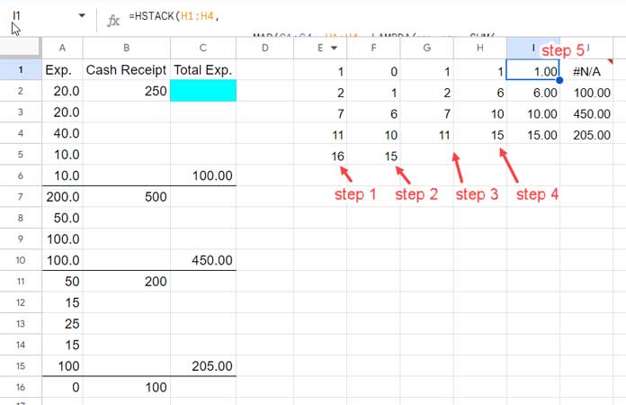 Step 5: Lookup Table Analyzing Column A Based on Non-Adjacent Values in Column B