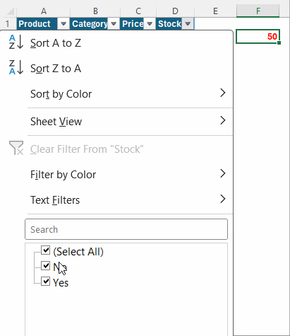 XLOOKUP with visible rows in Excel