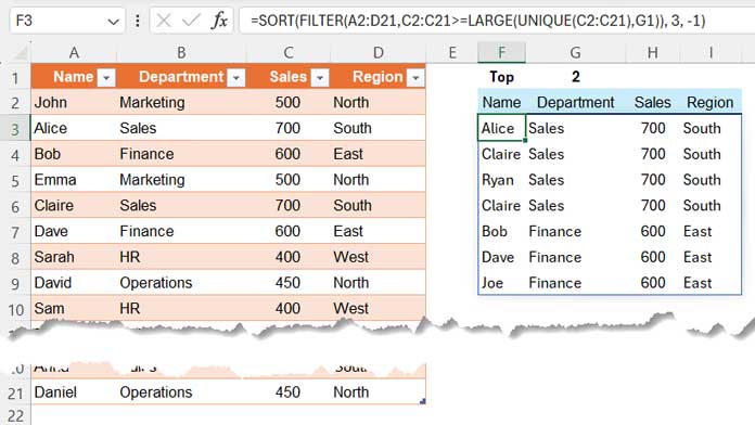 Filter Top N Entries with Criteria in Excel