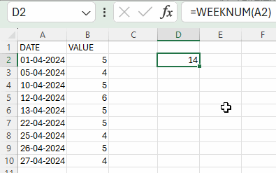 Generating Week Numbers (Drag-Down Formula)