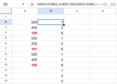 The role of SEQUENCE in summing every nth row or column in Google Sheets